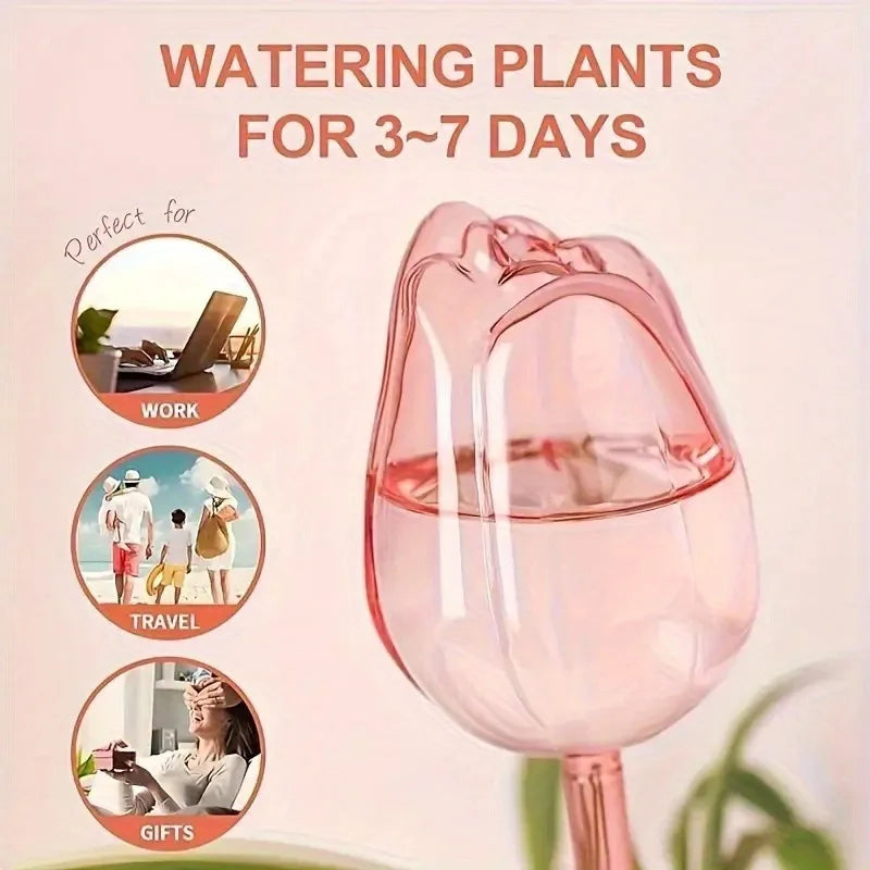 Pink Tulip Self-Watering Globes for Indoor & Outdoor Plants