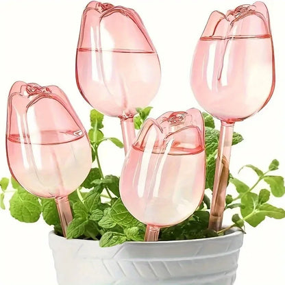 Pink Tulip Self-Watering Globes for Indoor & Outdoor Plants